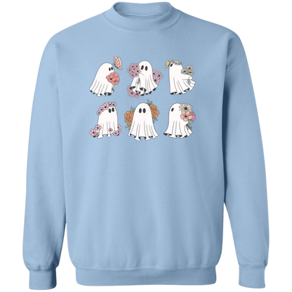 Ghost with Flowers Pullover Sweatshirt, Flowery Halloween Sweatshirt, Halloween Teacher gift, Ghost Crewneck