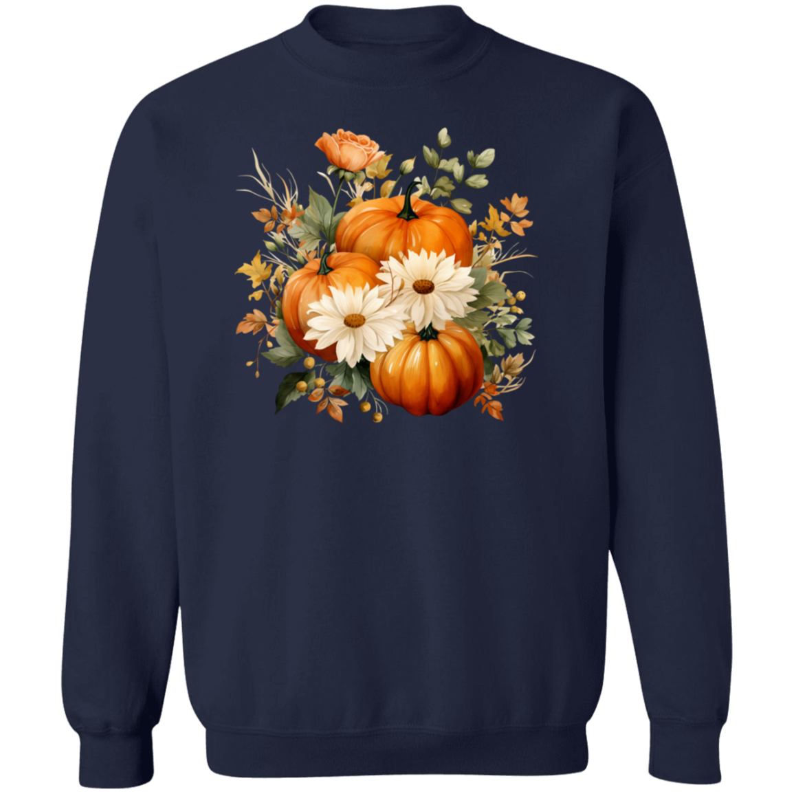 Pumpkins and flowers Sweatshirt, Halloween Crewneck Sweatshirt