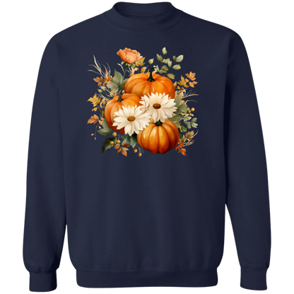 Pumpkins and flowers Sweatshirt, Halloween Crewneck Sweatshirt