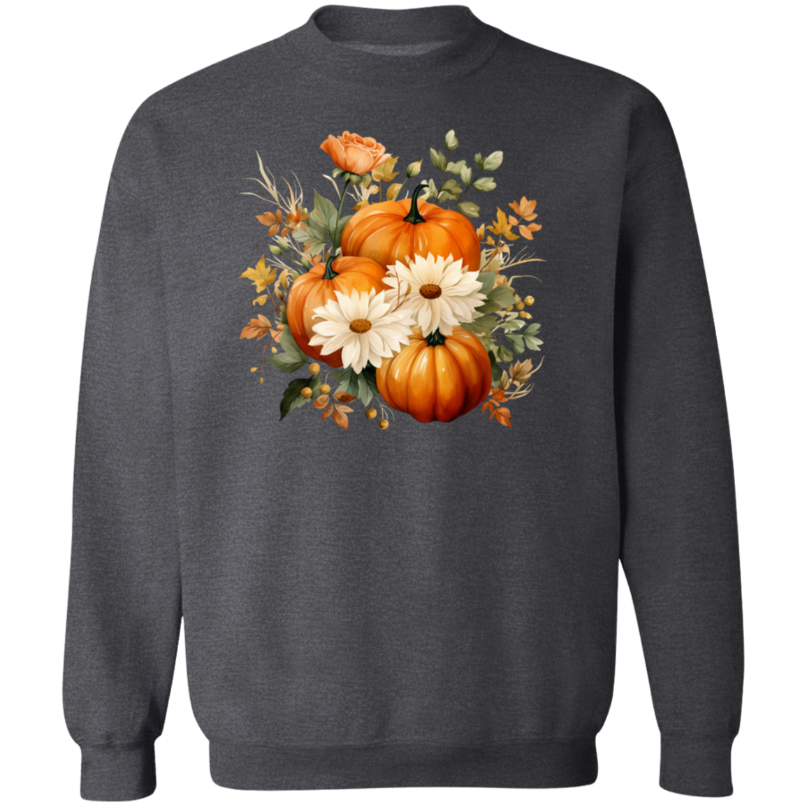 Pumpkins and flowers Sweatshirt, Halloween Crewneck Sweatshirt