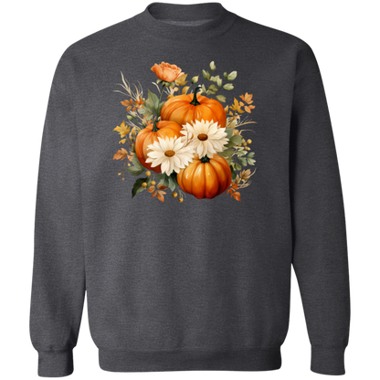 Pumpkins and flowers Sweatshirt, Halloween Crewneck Sweatshirt