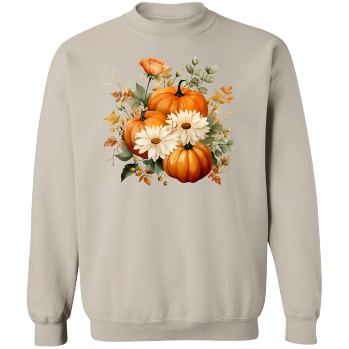 Pumpkins and flowers Sweatshirt, Halloween Crewneck Sweatshirt