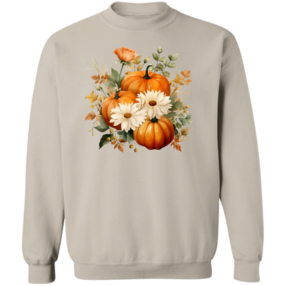 Pumpkins and flowers Sweatshirt, Halloween Crewneck Sweatshirt