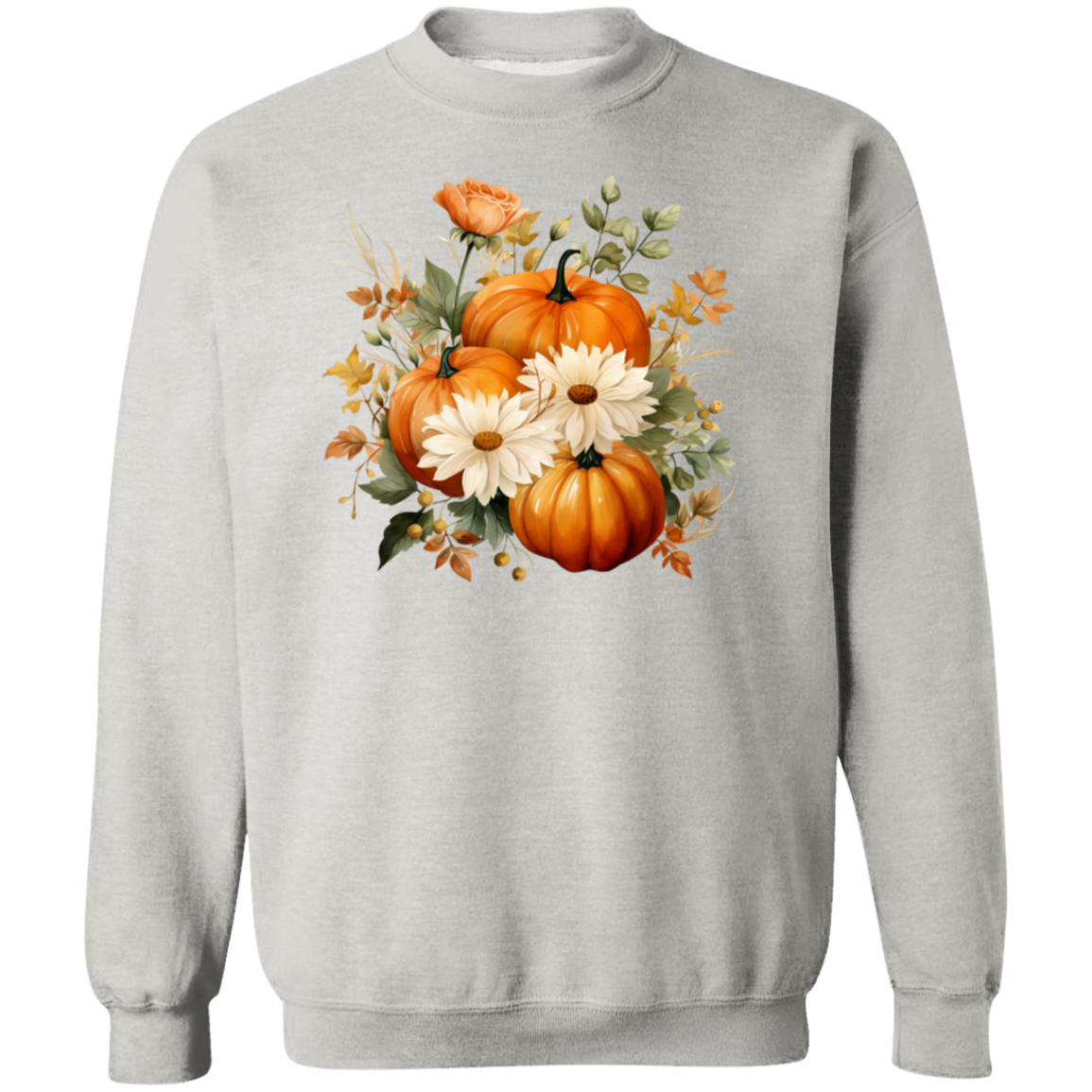 Pumpkins and flowers Sweatshirt, Halloween Crewneck Sweatshirt