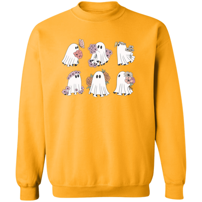 Ghost with Flowers Pullover Sweatshirt, Flowery Halloween Sweatshirt, Halloween Teacher gift, Ghost Crewneck