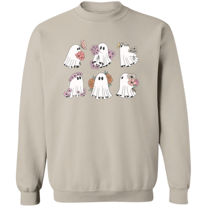 Ghost with Flowers Pullover Sweatshirt, Flowery Halloween Sweatshirt, Halloween Teacher gift, Ghost Crewneck