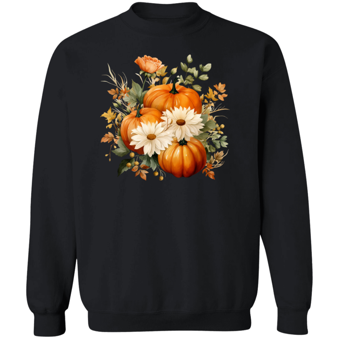 Pumpkins and flowers Sweatshirt, Halloween Crewneck Sweatshirt