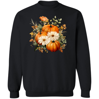 Pumpkins and flowers Sweatshirt, Halloween Crewneck Sweatshirt