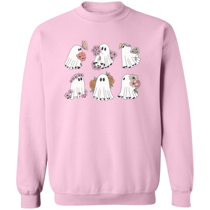 Ghost with Flowers Pullover Sweatshirt, Flowery Halloween Sweatshirt, Halloween Teacher gift, Ghost Crewneck