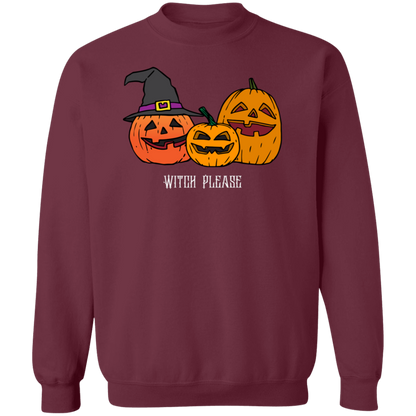 Witch Please Crewneck Pullover Sweatshirt, Halloween Sweater