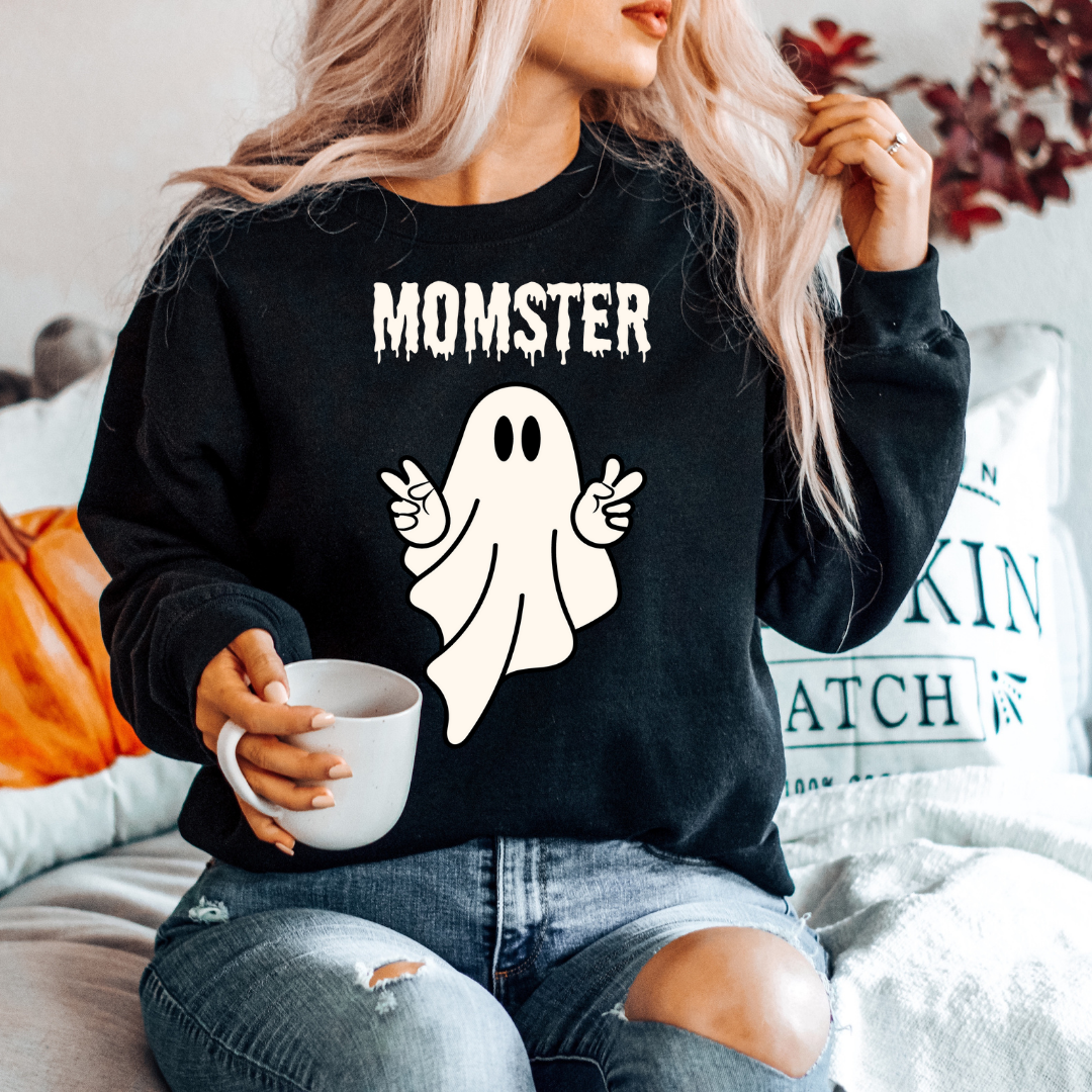 Momster Ghost Sweatshirt, Halloween Crewneck Sweater