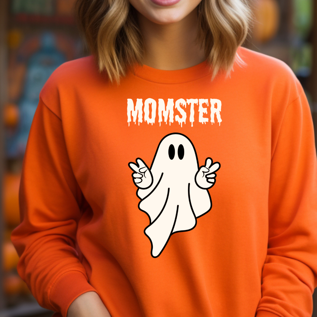 Momster Ghost Sweatshirt, Halloween Crewneck Sweater