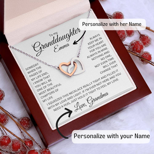 To My Granddaughter | Interlocking Hearts Necklace | Personalized Message Card