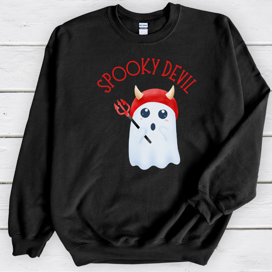 Spooky Devil Crewneck Pullover Sweatshirt, Halloween Sweatshirt