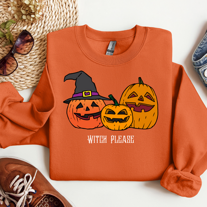 Witch Please Crewneck Pullover Sweatshirt, Halloween Sweater