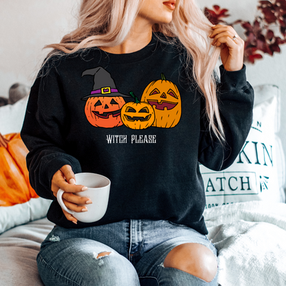 Witch Please Crewneck Pullover Sweatshirt, Halloween Sweater