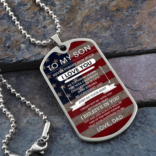 To My Son From Dad | Dog Tag Necklace