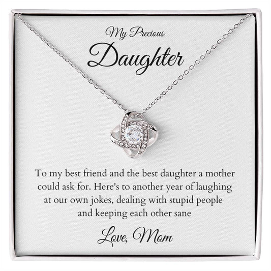 To My Precious Daughter!  [ Almost Sold Out] Personalize your message card. Love Knot necklace