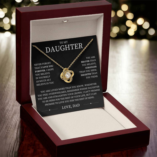 To My Daughter. Perfect gift from Dad. Love Knot Necklace