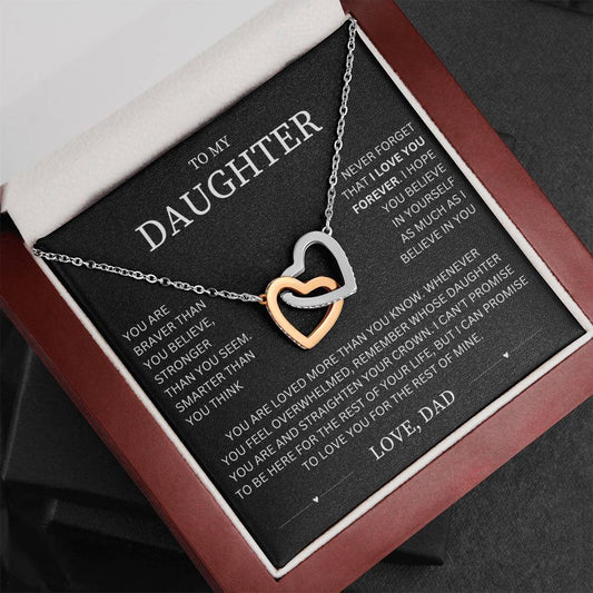 To My Daughter From Dad - Interlocking Hearts Necklace